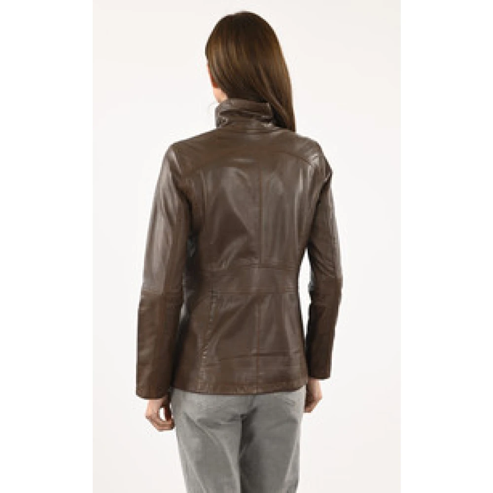 La Canadienne Bruin Leren Comfort Jas Brown Dames