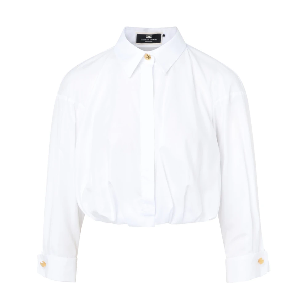 Elisabetta Franchi Witte Geknipte Shirt in Katoenen Popeline White Dames