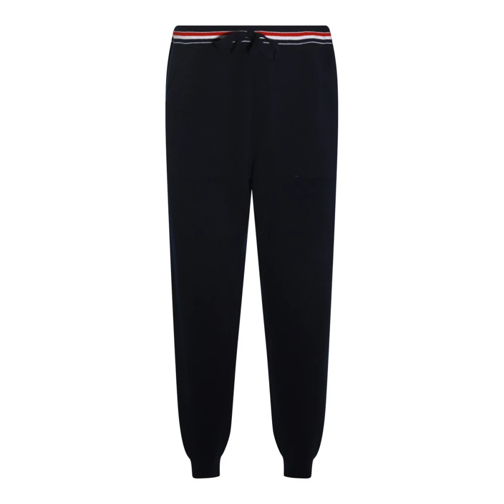 Thom Browne Men's Blue Wool Elastic Waist Trousers - Sweatpants - L - Trousers