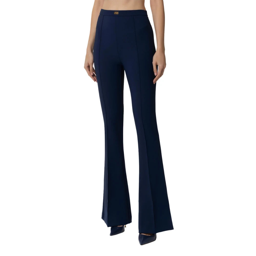Elisabetta Franchi Wijde Polyester Broek Blue Dames