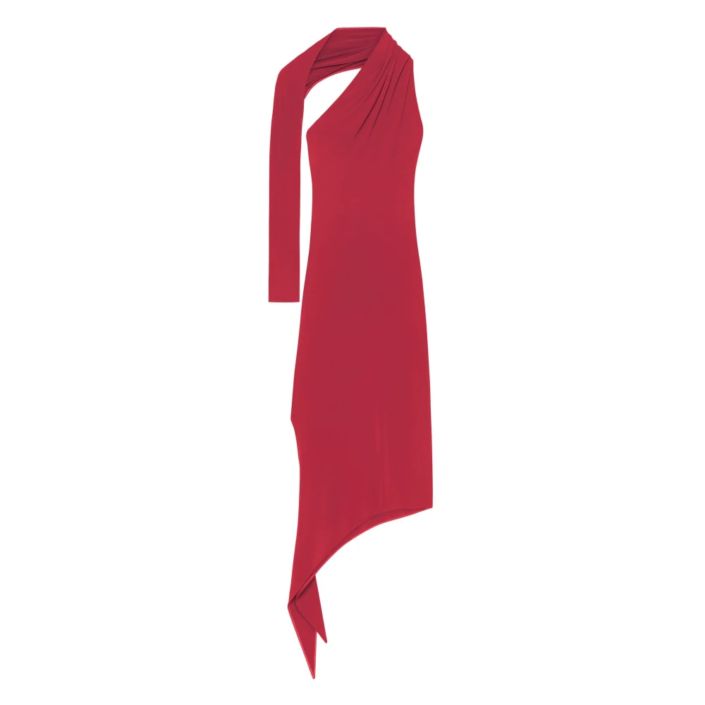 Courrèges Een schouder Crepe Jurk met Asymmetrische Zoom Red Dames