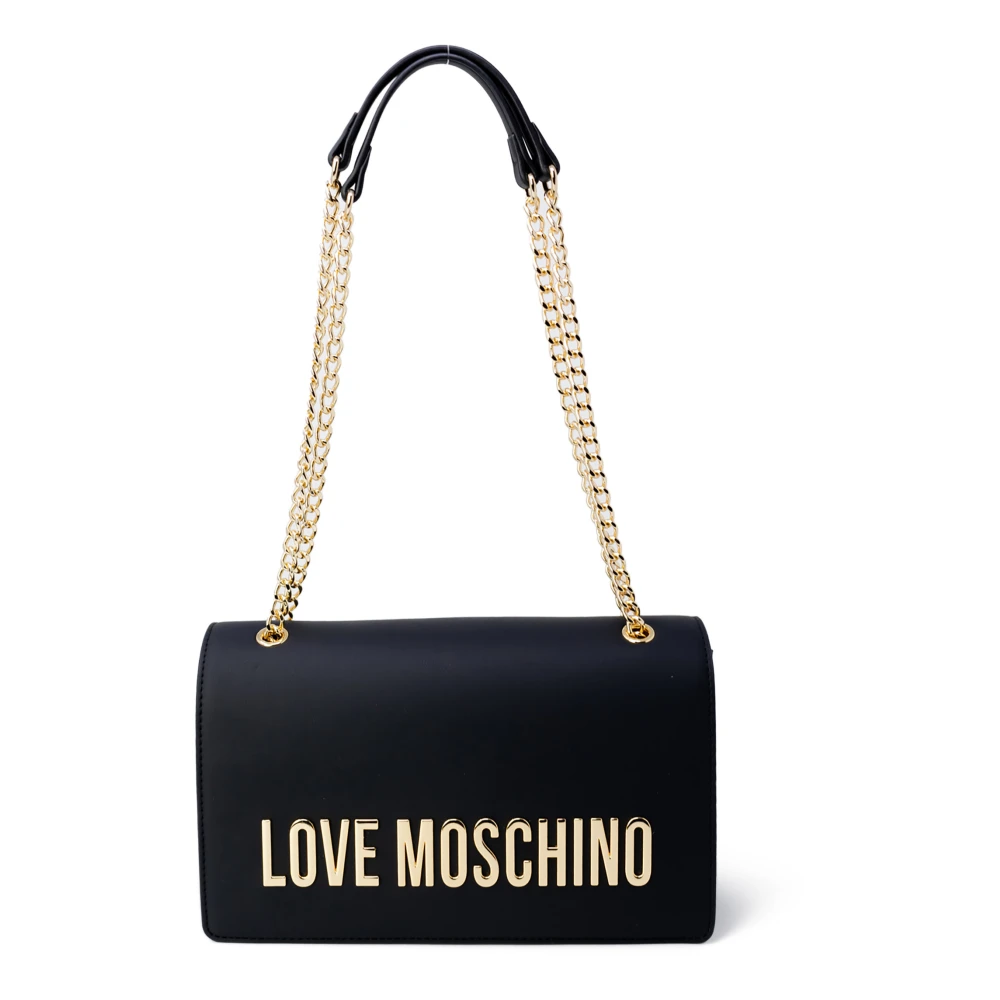 Love Moschino Zwarte schoudertas met opvallende liefdesbelettering Black Dames
