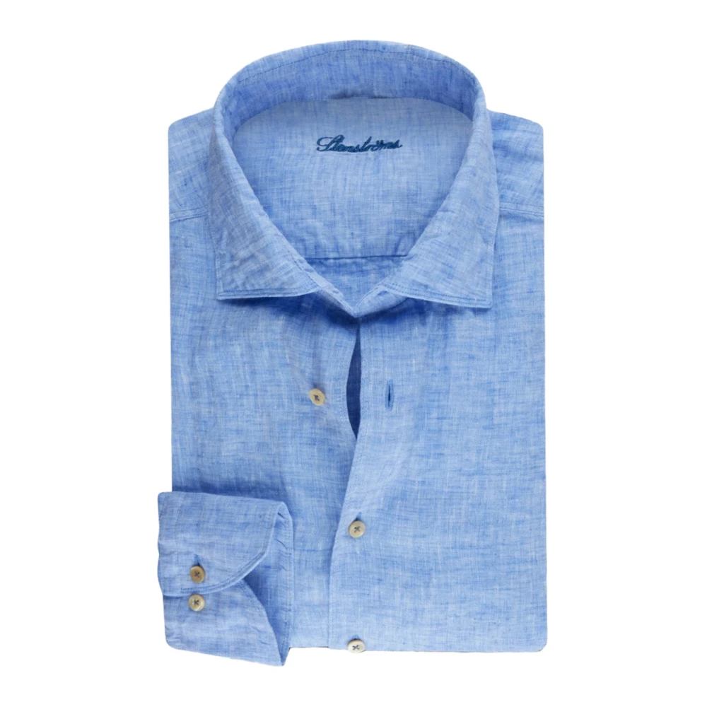 Stenströms Blauw Linnen Slim Fit Casual Overhemd Blue Heren
