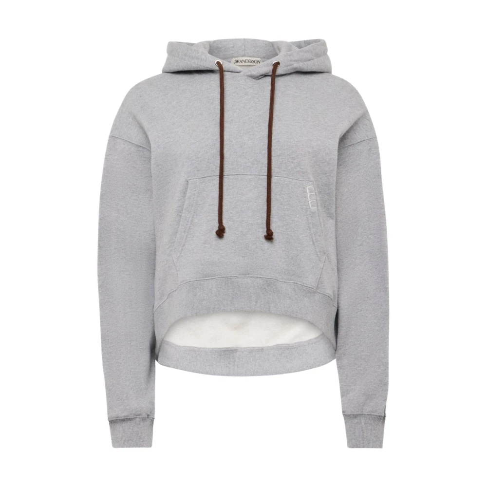 Jw Anderson , Hoodies, Female, Gray, S, Curved Hem Hoodie