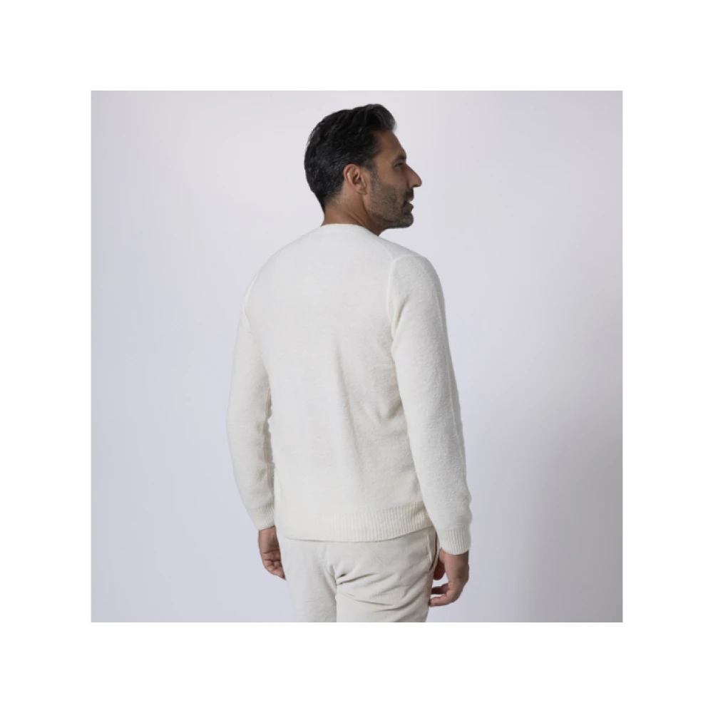 Gran Sasso Zachte Bouclé Ronde Hals Trui White Heren