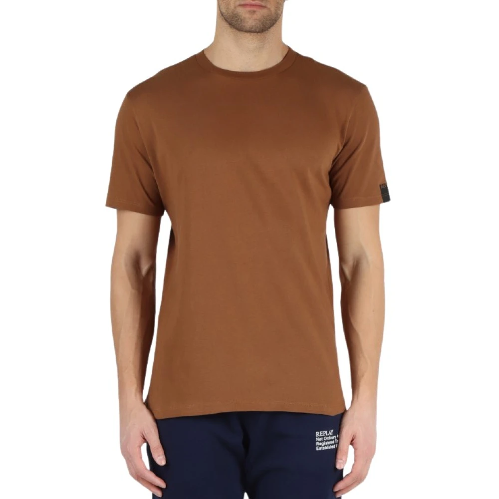 Replay Heren Logo T-shirt Brown Heren