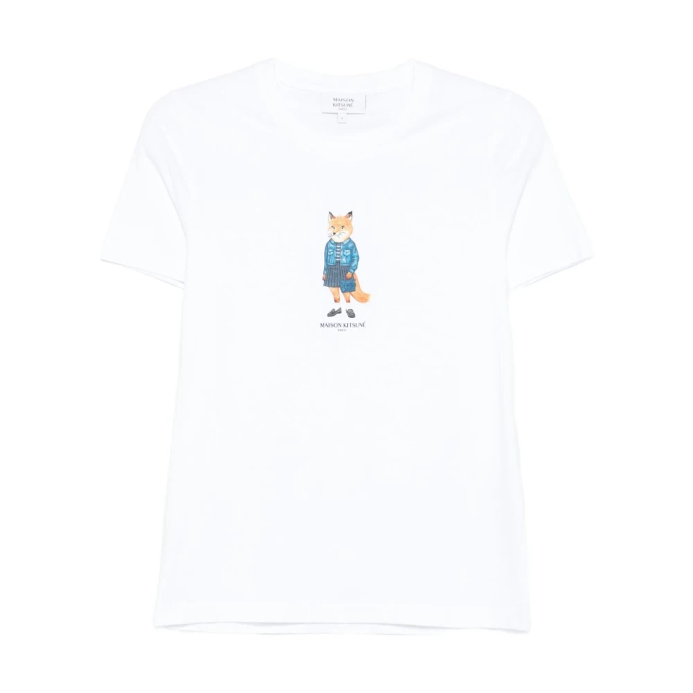 Maison Kitsuné Women's White Silk & Nylon T-Shirts And Polos