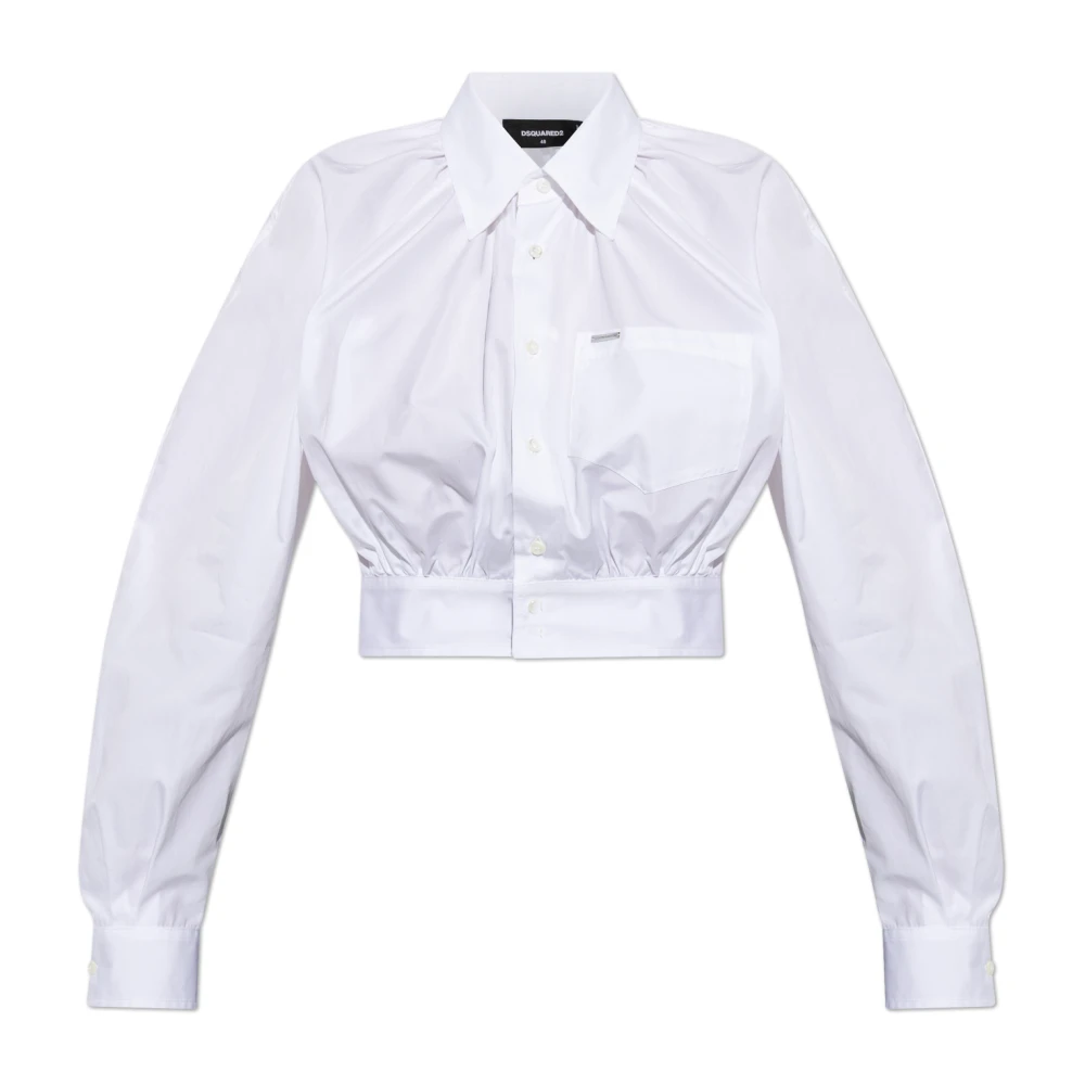 Dsquared2 White Short Shirt With Pocket - Female - Shirts - Xs - Blouses & Shirts