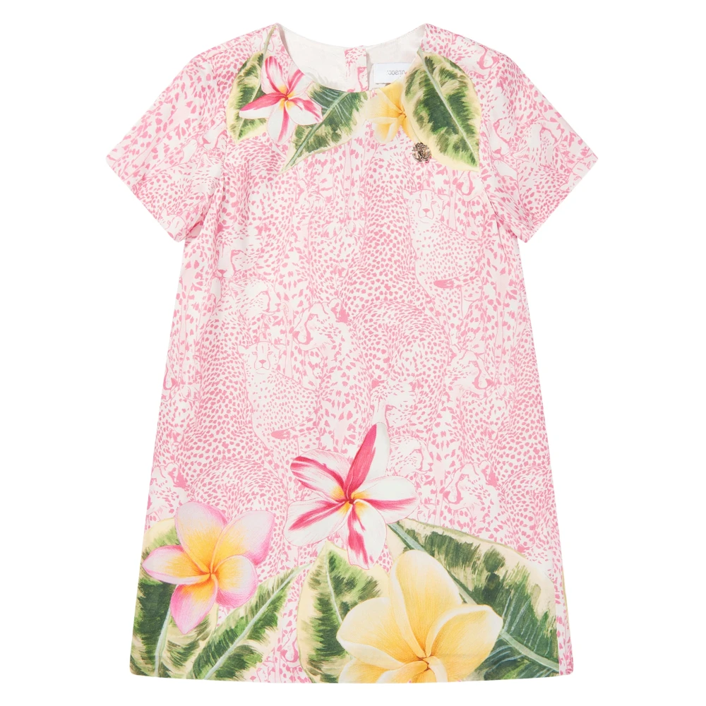 Roberto Cavalli Multicolor Dresses, Female, 12 Y, Pink Silk Floral Dress For Girls