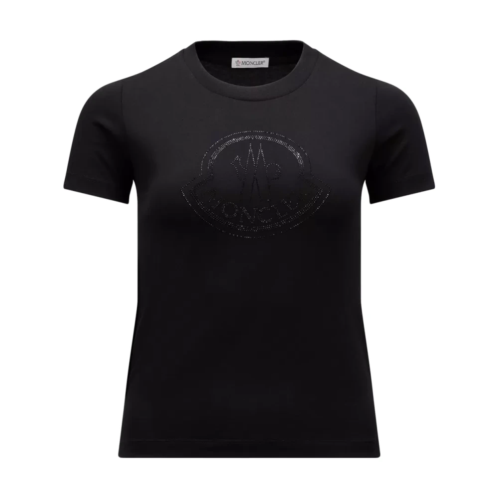 Moncler Zwart T-shirt met kristallogo Black Dames