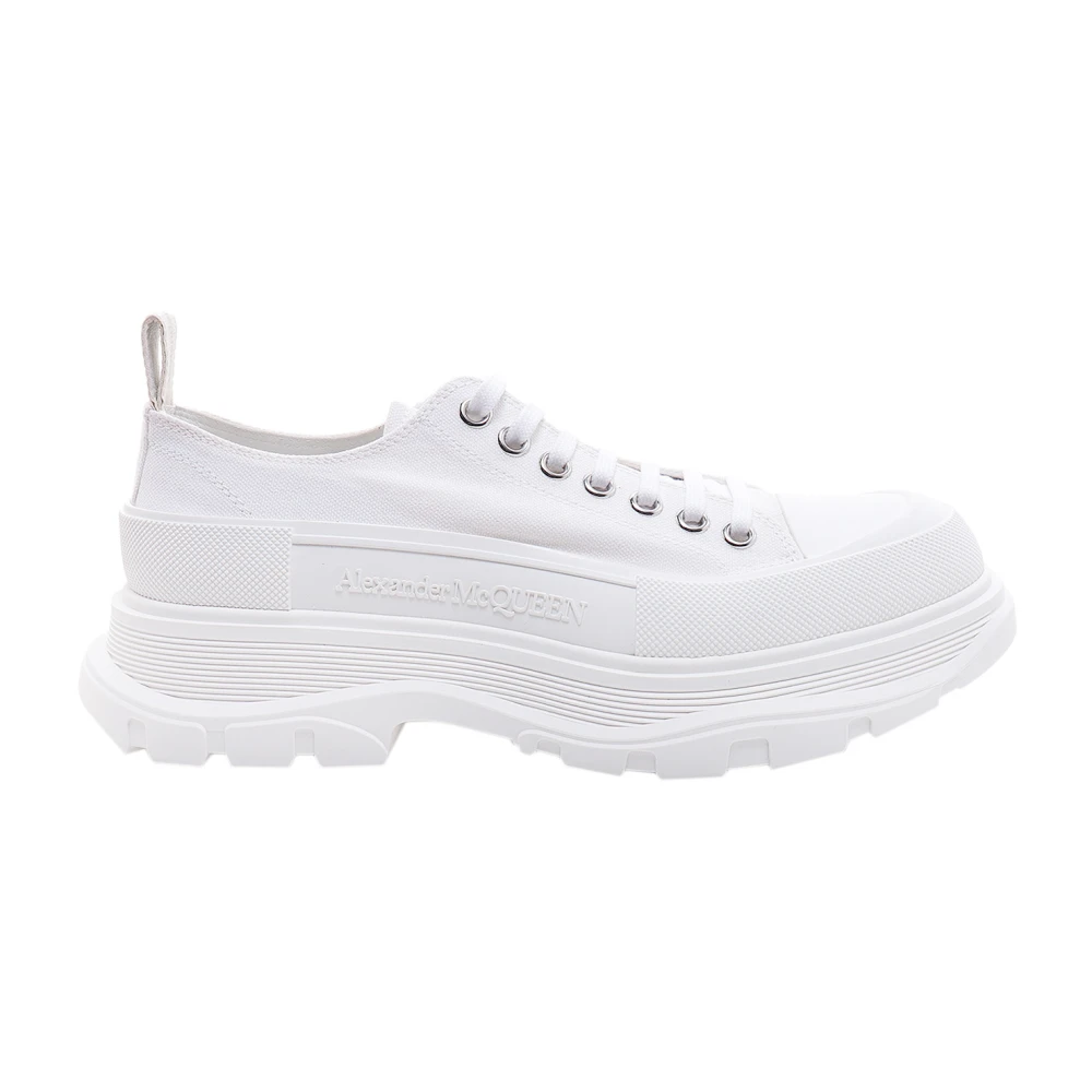 Alexander McQueen Canvas Sneakers met Contrasterende Veters Heren Schoenen Wit