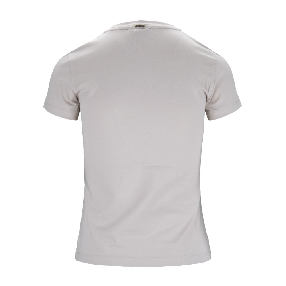 Herno T-shirt met bladlogo korte mouwen Beige Dames