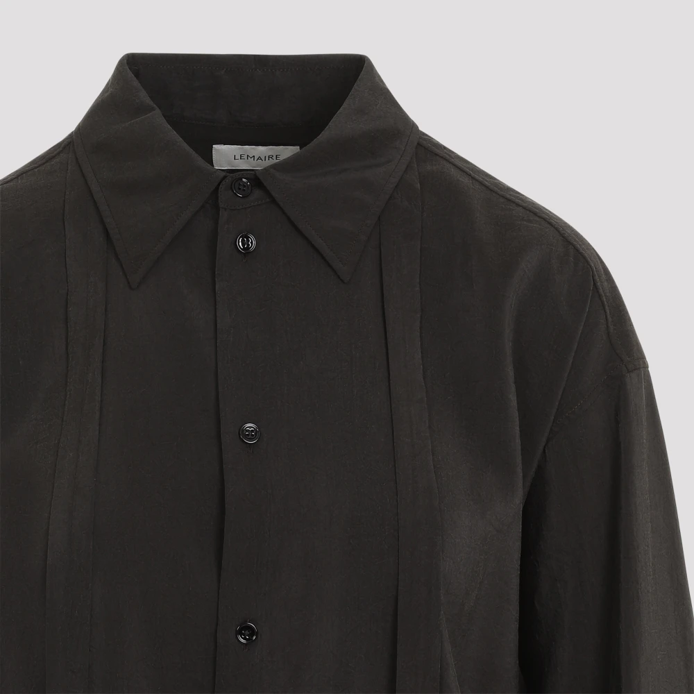 Lemaire Donker Espresso Lange Overhemd met Stropdas Black Dames