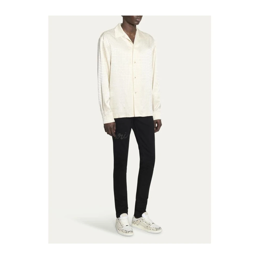 Amiri Viscose Shirt met Knopen en Merk Motief White Heren