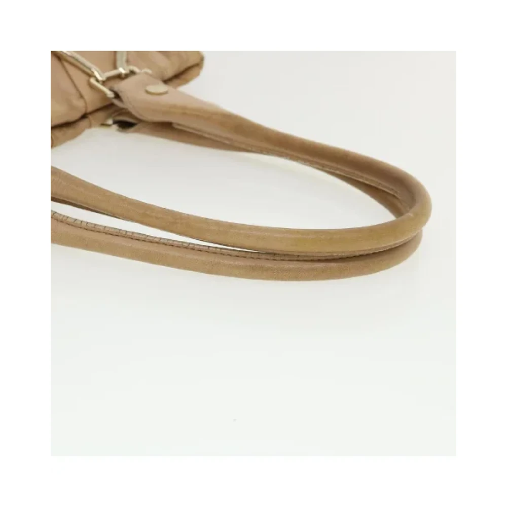 Celine Vintage Tweedehands Beige Leren Celine Schoudertas Beige Dames
