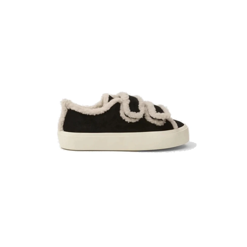 Inuikii Zwarte Shearling Lage Velcro Winterlaars Dames Schoenen