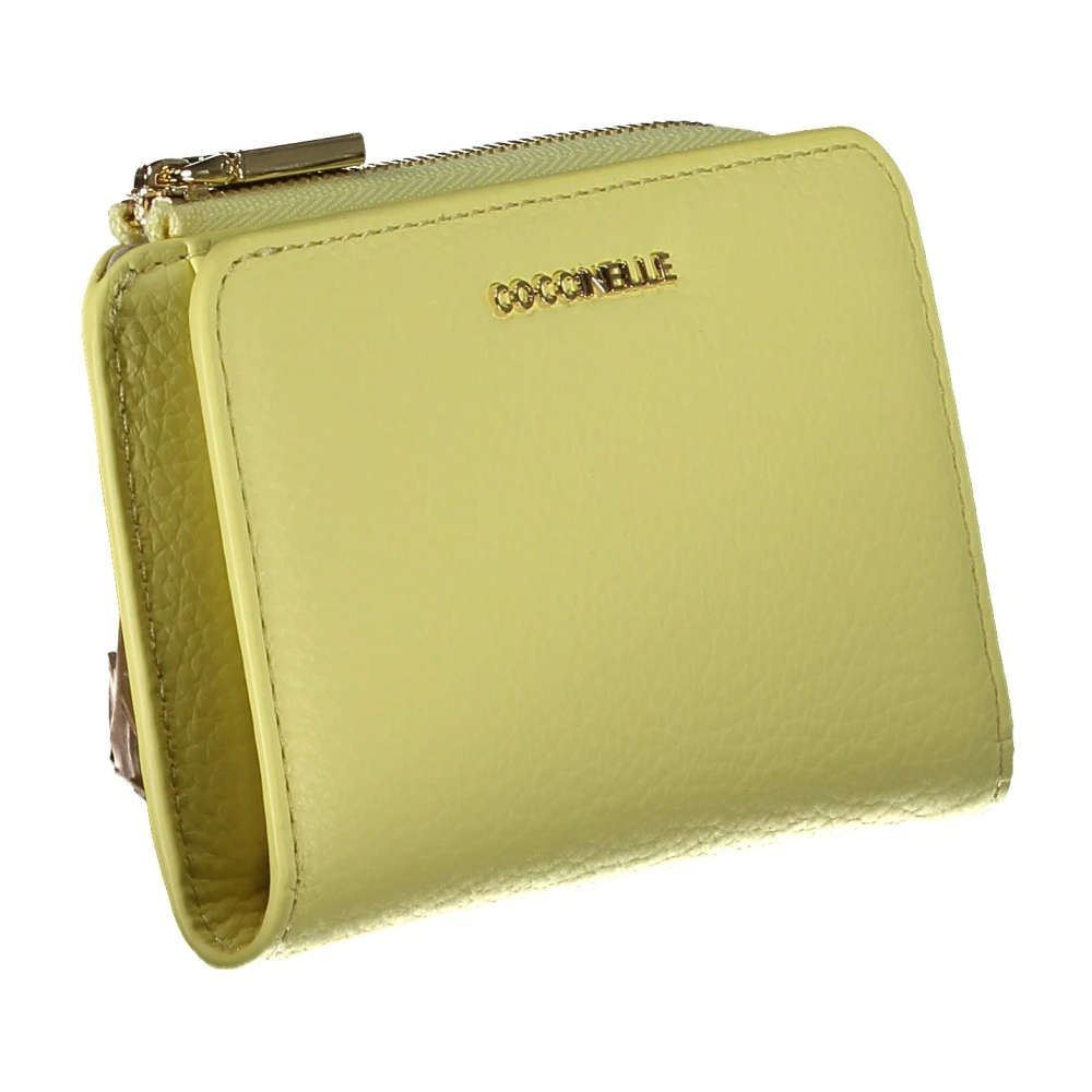 Coccinelle Gele damesportemonnee met rits- en drukknoopsluiting Yellow Dames