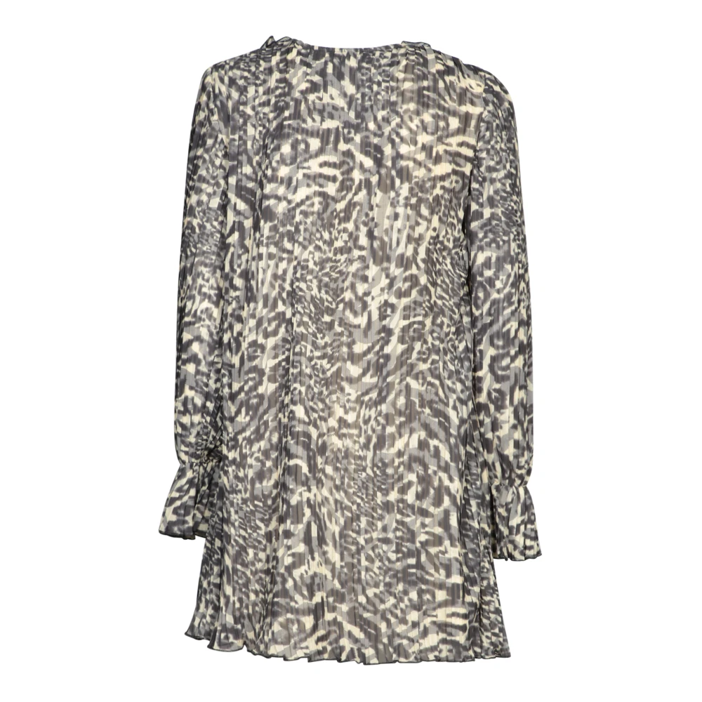 Ganni Multicolor V Print Mini Jurk Gray Dames