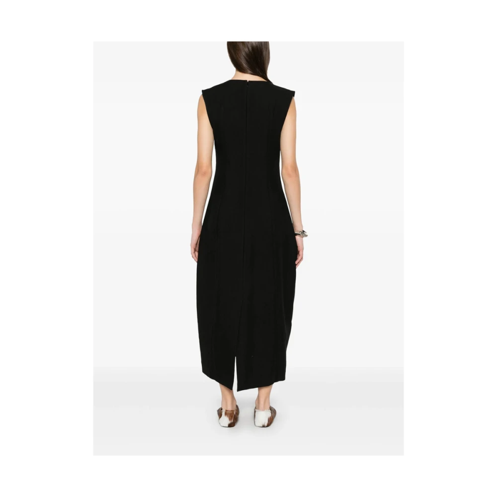 Studio Nicholson Zwarte Mouwloze Jurk met Achtersplit Black Dames