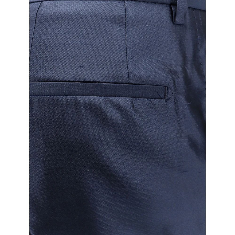 Dolce & Gabbana Zijden broek met knoop- en ritssluiting Blue Heren