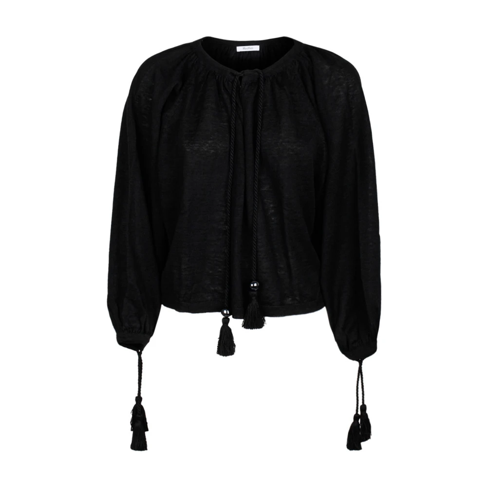 Max Mara Zwarte Linnen Garen Trui Black Dames