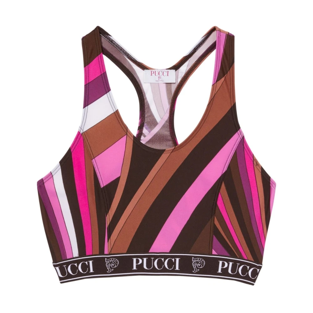 EMILIO PUCCI Fuchsia Abstract Patroon Mouwloze Top Multicolor Dames