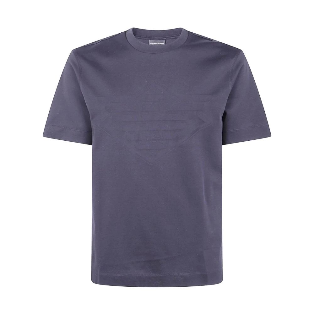 Emporio Armani Mannelijk Blauw Katoenen T-Shirt Met Ronde Hals