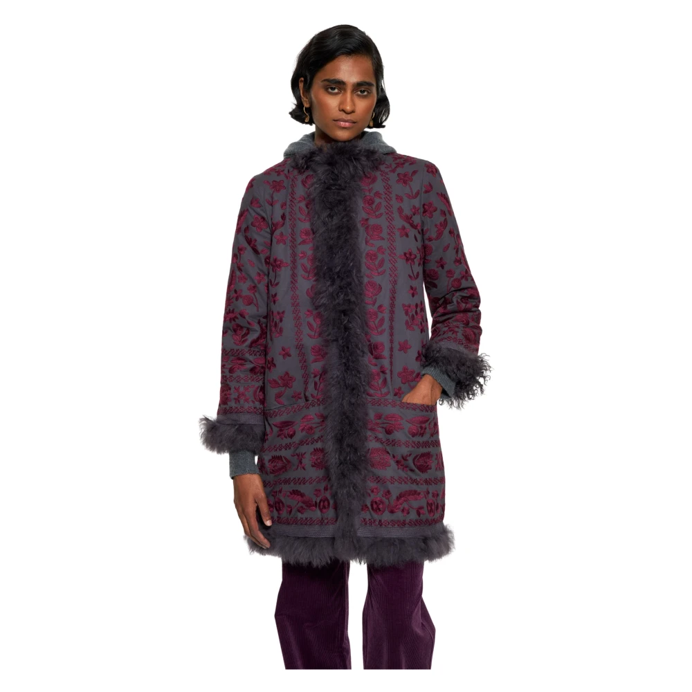 Antik batik Hendris geborduurde jas Purple Dames