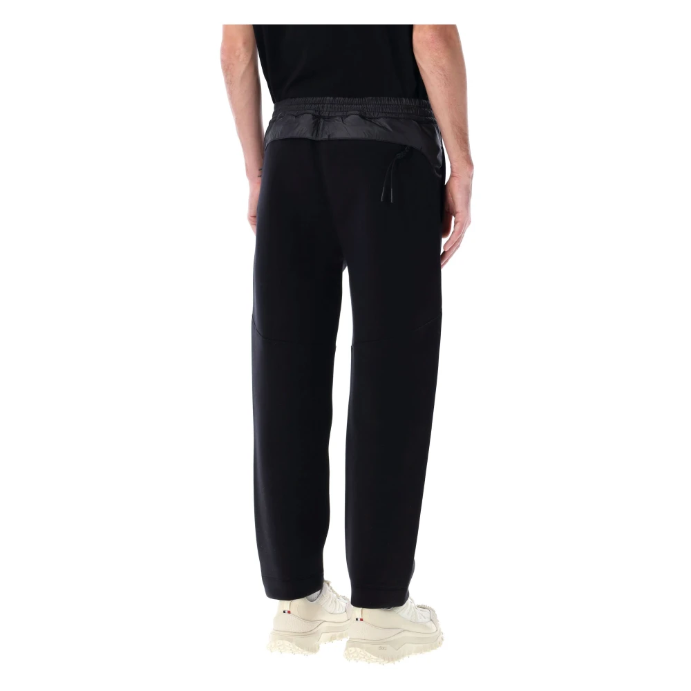 Moncler Zwarte Sweat Bottoms met Nylonpaneel Black Heren