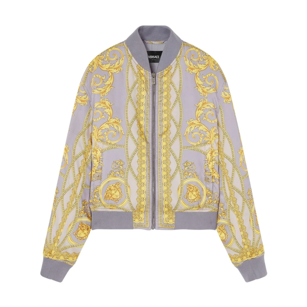 Versace Barok Print Grijze Bomberjack Multicolor Heren