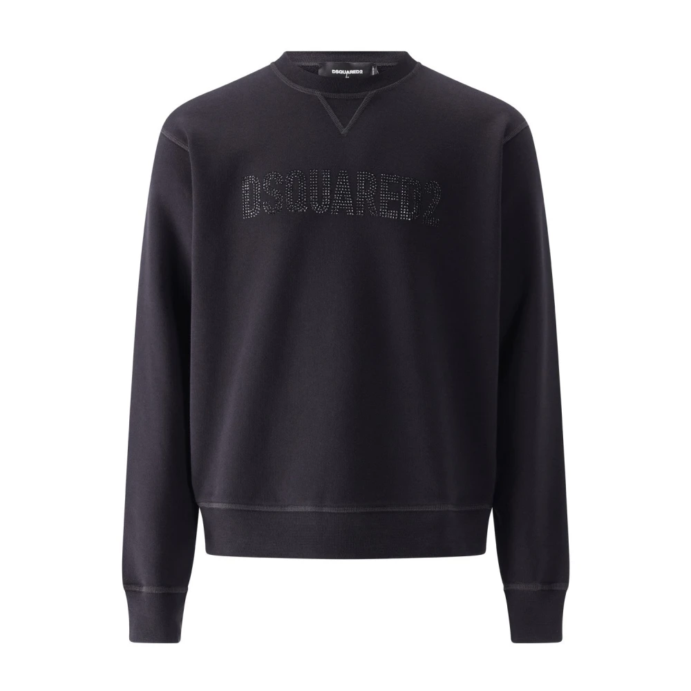 Dsquared2 Strass Logo Sweatshirt veelzijdig voor alle gelegenheden Black Heren