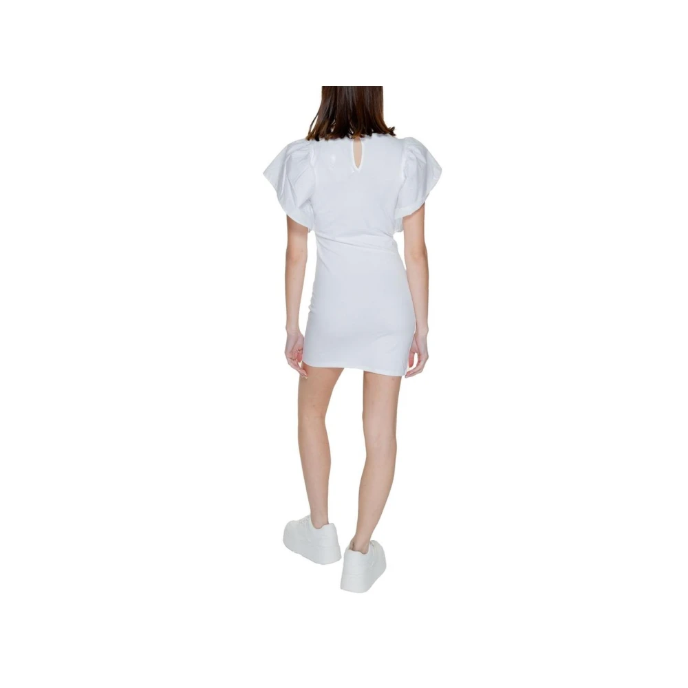 Only Witte Katoenen Pofmouw Mini Jurk White Dames
