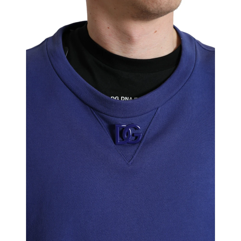 Dolce & Gabbana Royal Blue Crewneck Sweater Blue Heren