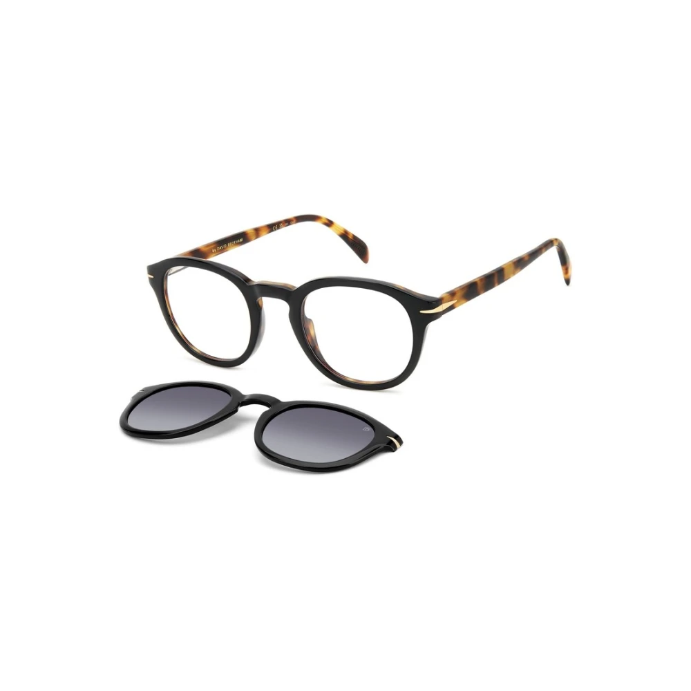 Eyewear by David Beckham Zwarte Havana Zonnebril met Groene Verduisterde Gepolariseerde Lenzen Brown Unisex