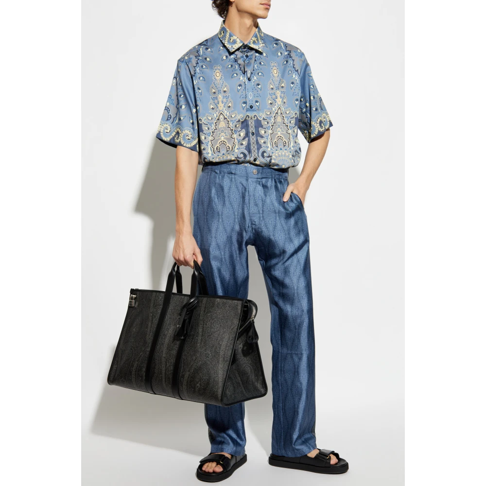 ETRO Katoenen korte mouwen shirt Blue Heren