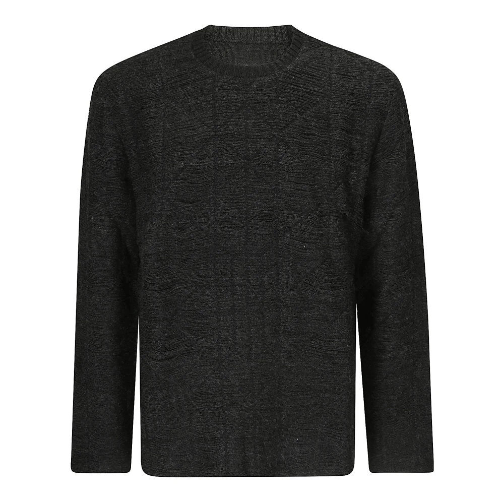 MM6 Maison Margiela Gedistresseerde Gebreide Crew-Neck Sweater Gray Heren