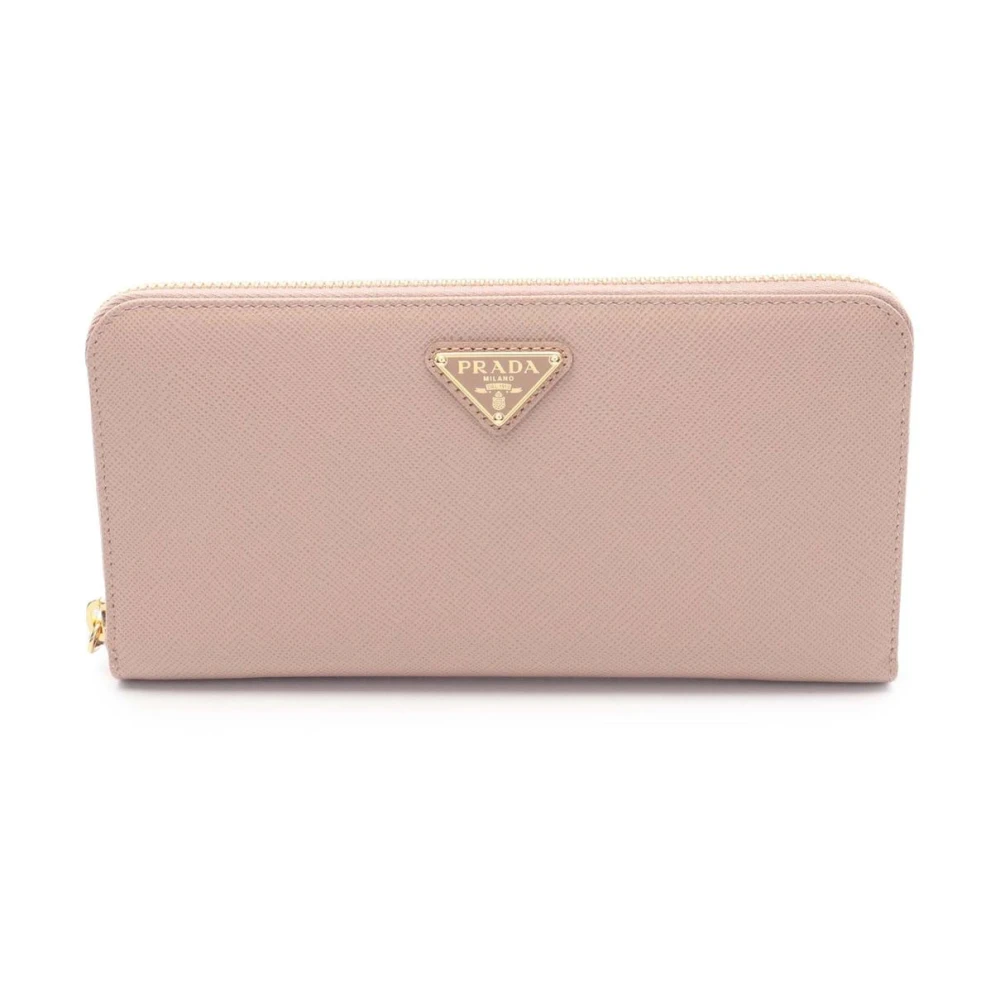 Prada Vintage Women's Brown Pre-Owned Saffiano Leather Zip Around Wallet