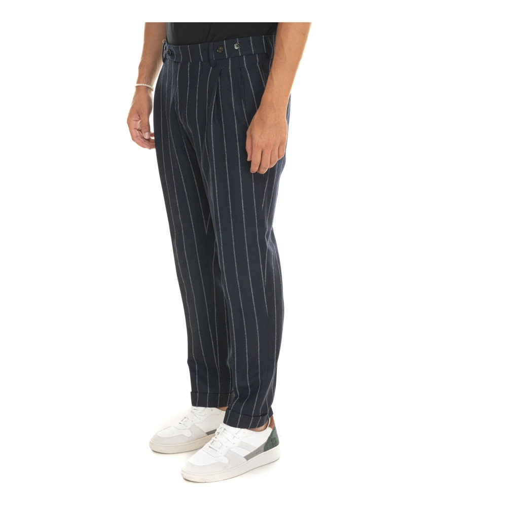 Berwich Gestreepte Chino Broek met Tailoring Vent Blue Heren