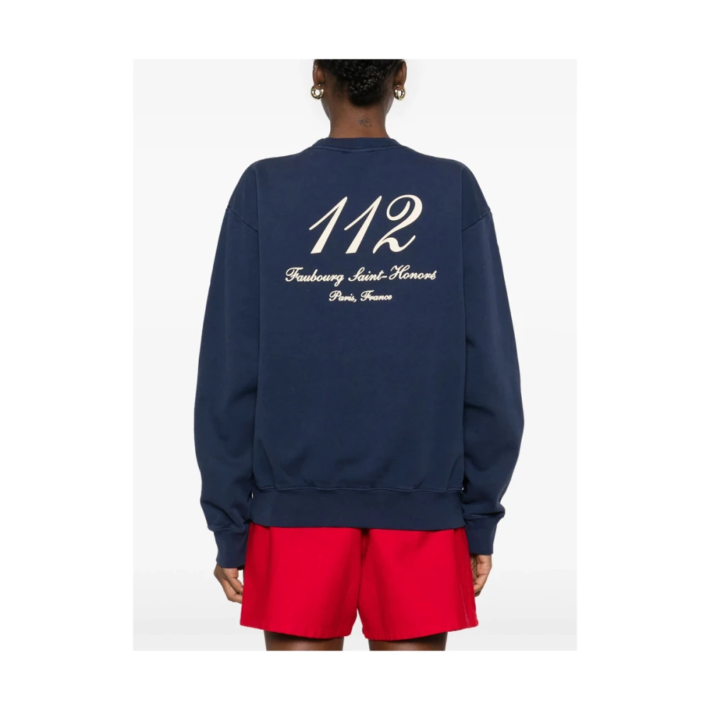 Sporty & Rich Navy Blue Logo Print Sweater Blue Dames
