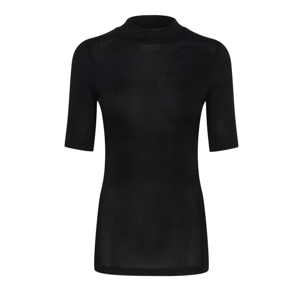 Kaffe Slim-fit Turtleneck T-shirt Svart Djup Black, Dam