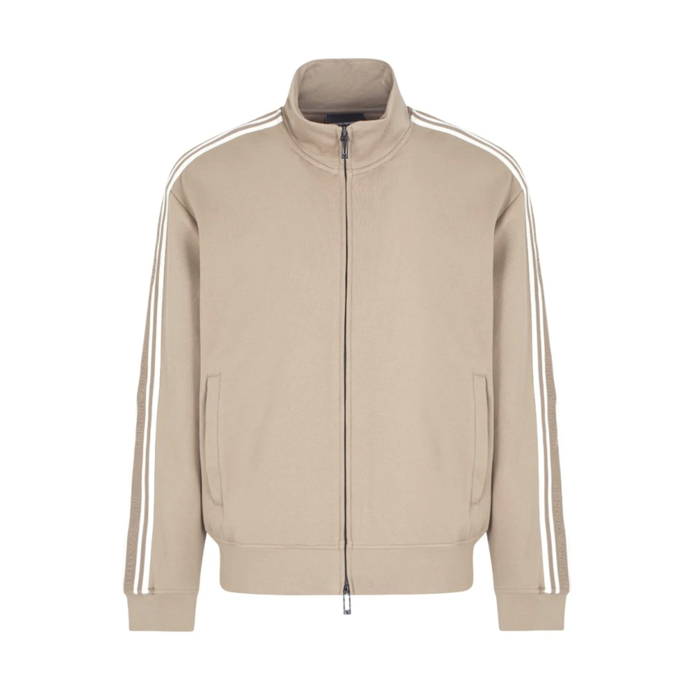 Emporio Armani Diagonale Zip Sweater Beige Heren