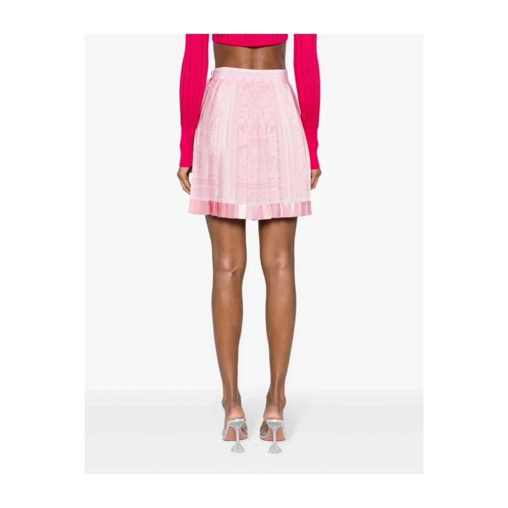 Versace Barocco Print Zijden Rok Pink Dames