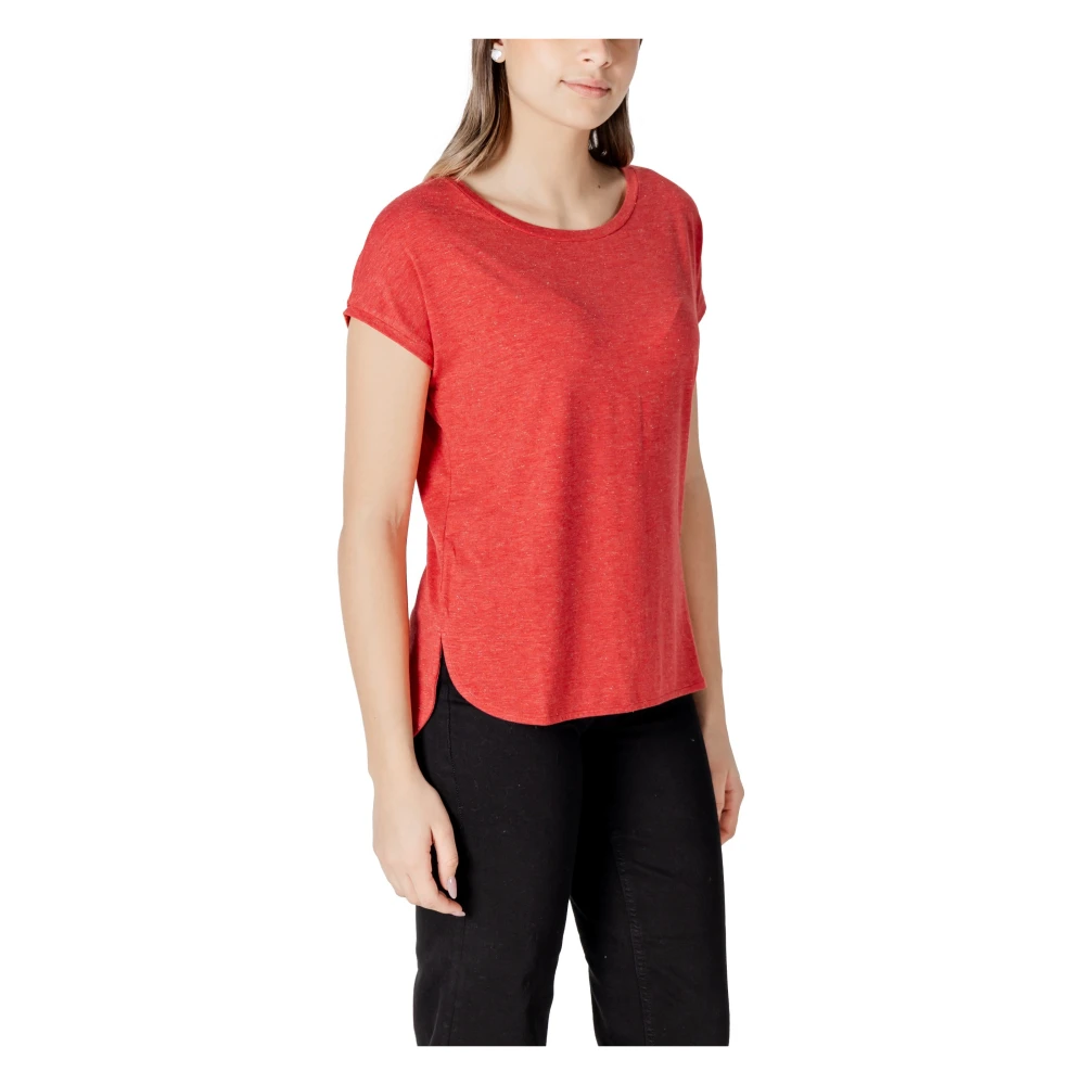 Ichi Rode Korte Mouw T-shirt Red Dames