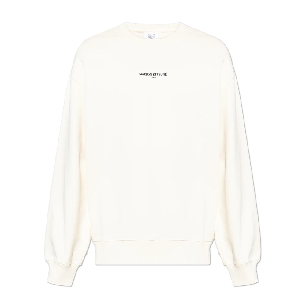 Maison Kitsuné Men's Beige Sweatshirts, L, Logo Sweatshirt