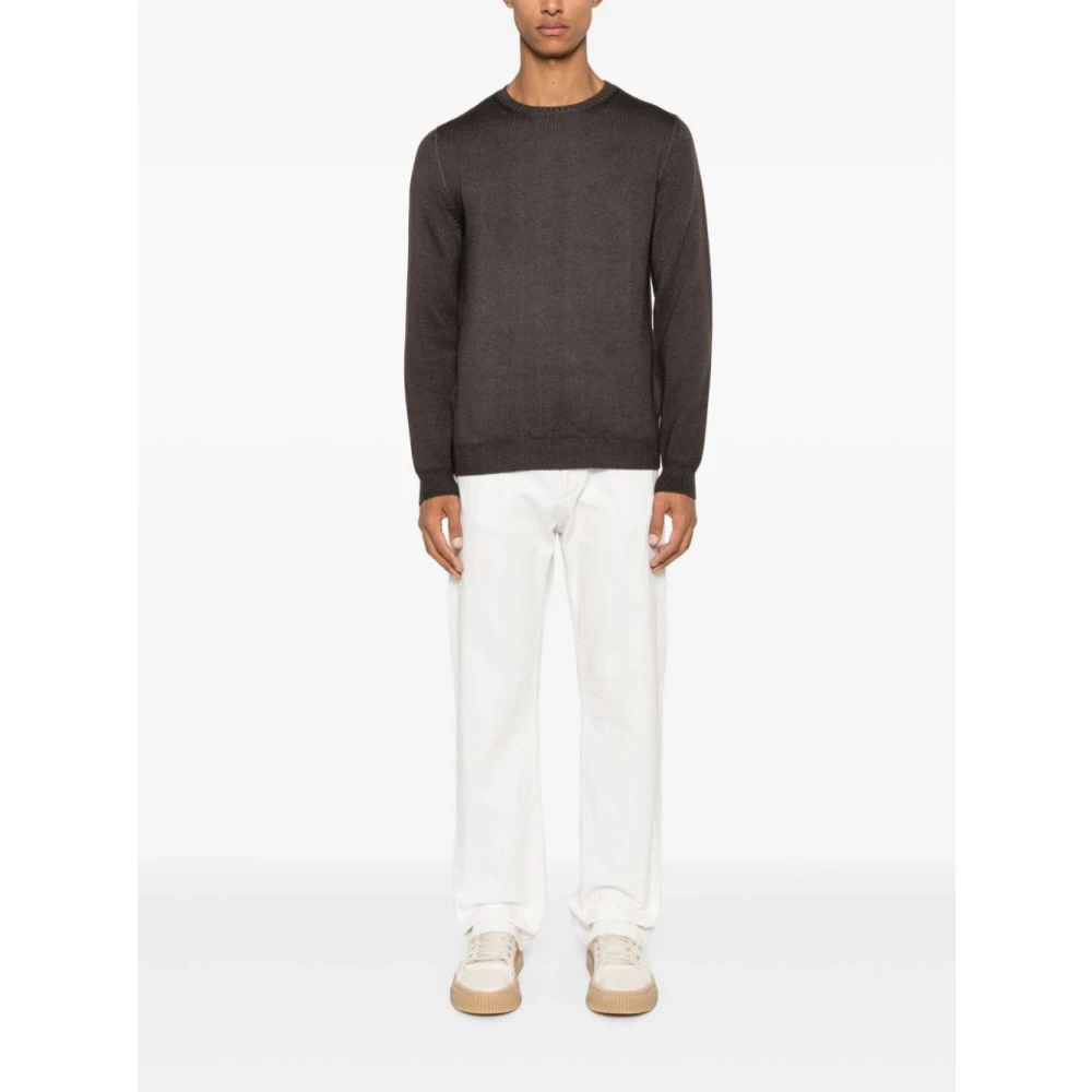 Fedeli Stijlvolle Girocollo Sweaters Brown Heren