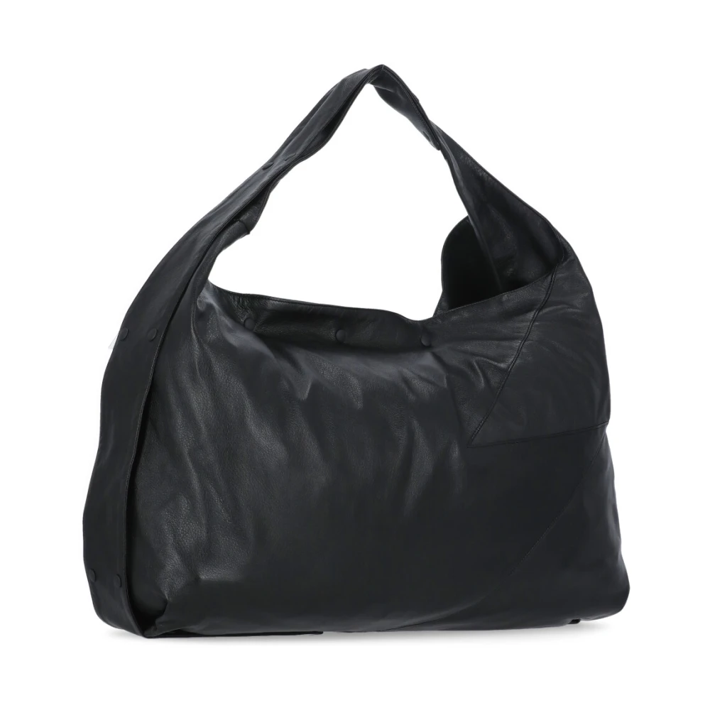 Yohji Yamamoto Zwarte leren schoudertas voor vrouwen Black Dames