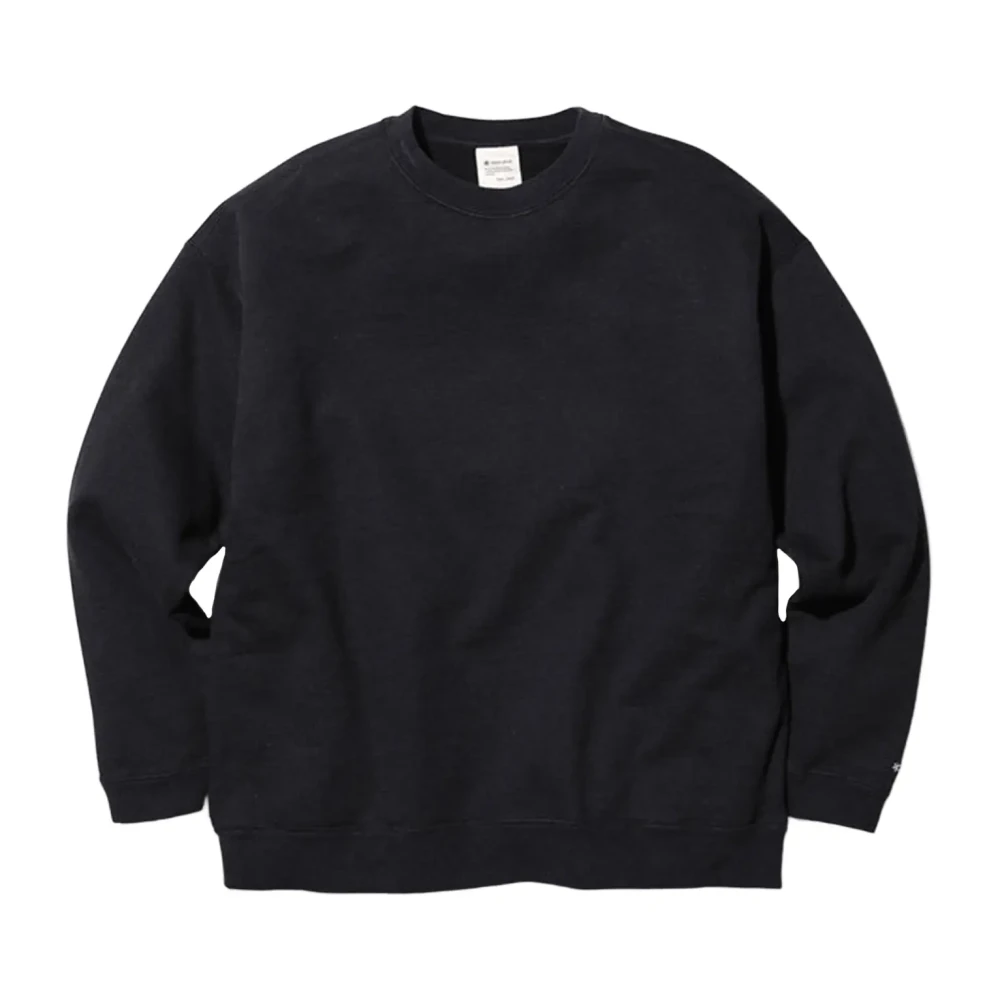 Snow Peak Black Sweatshirts, Male, M, Cotton Sweat Crewneck