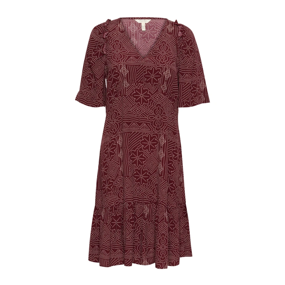 Part Two Women's Red Short Dresses, S, Tawny Port Dot Print Dress