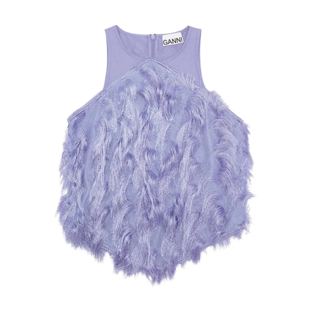 Ganni Women's Purple Sleeveless Tops, Xs, Stylish Sleeveless Top