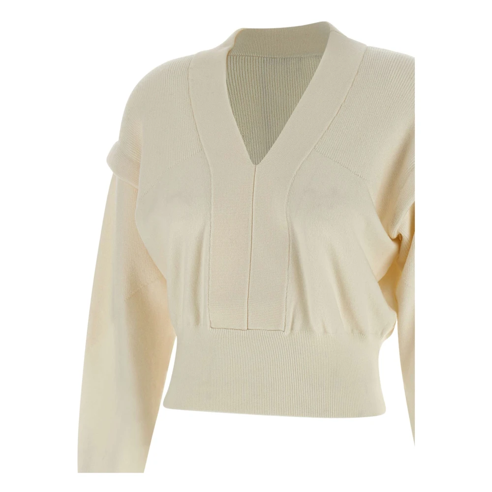 IRO Crème Mesh Trui met V-hals White Dames